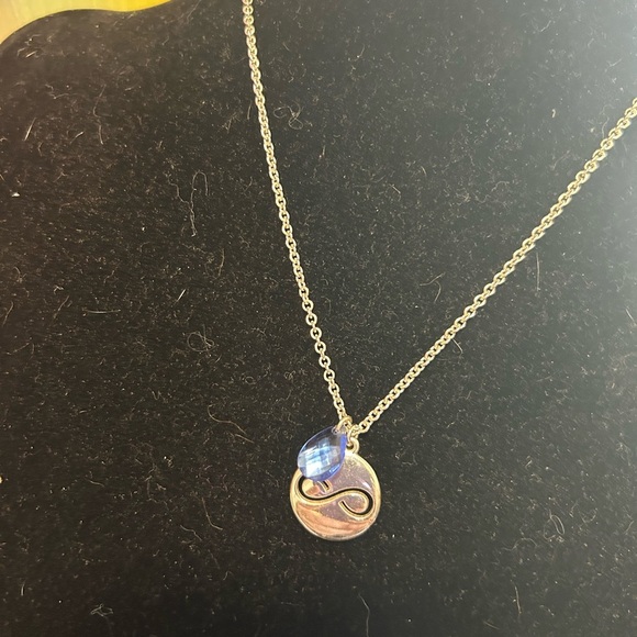Silver Infinity Pendant Necklace with Blue Accent - Picture 5 of 7